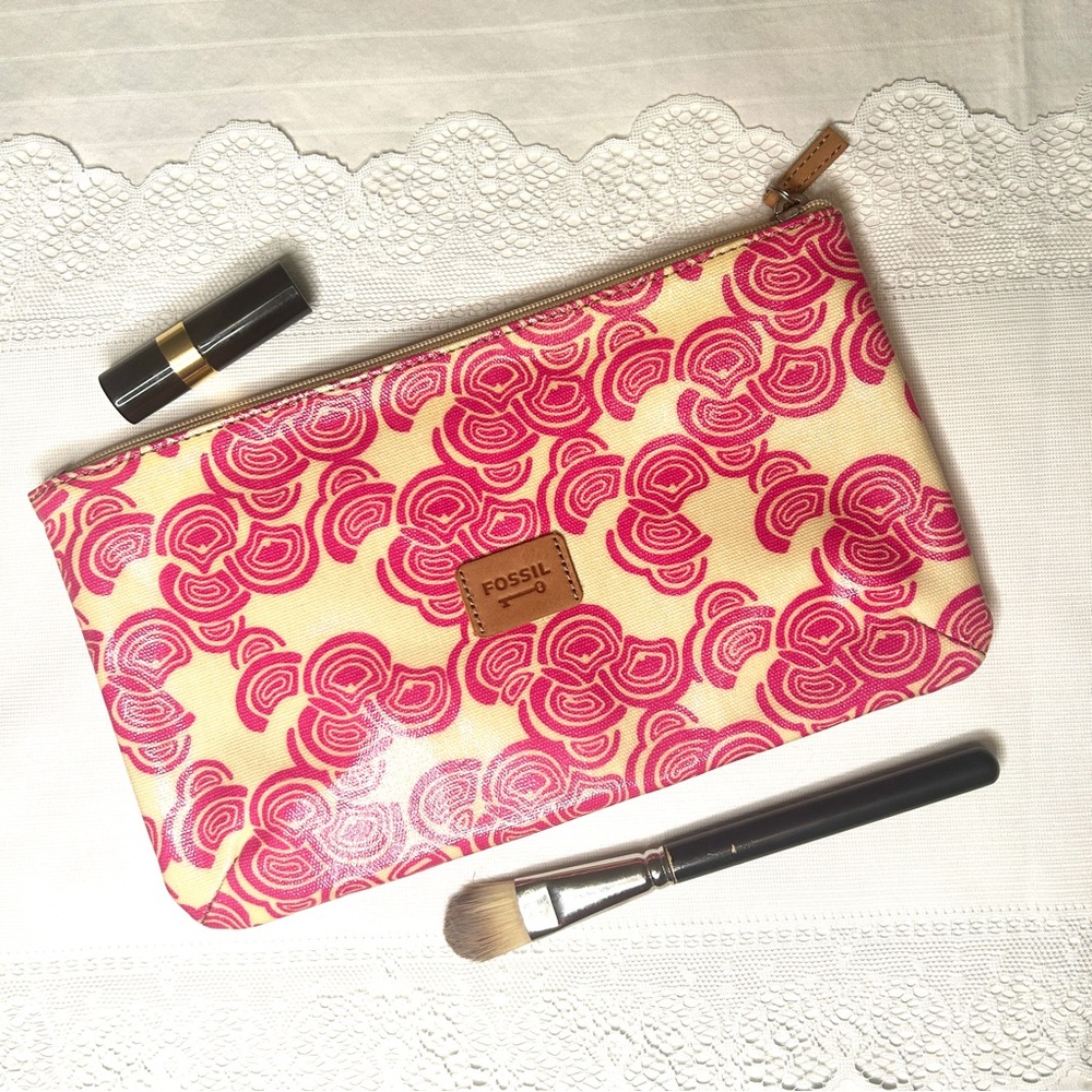 Fossil Y2K Pink-Lavender Cosmetic Bag Key-Per Zip Pouch NWOT - Picture 15 of 15